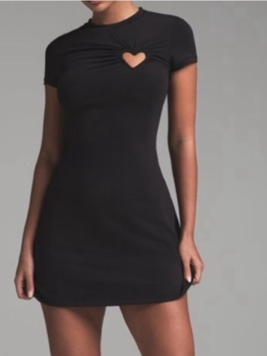 SKIMS Dresses & Skirts - SKIMS Cotton Jersey Heart Cut Out Dress Soot Black Limited Edition Size XS